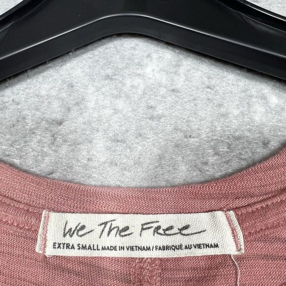 We the Free Top Womens XS Pink Ruched Long Sleeve Natasha Ruffle Shirt - Picture 8 of 10